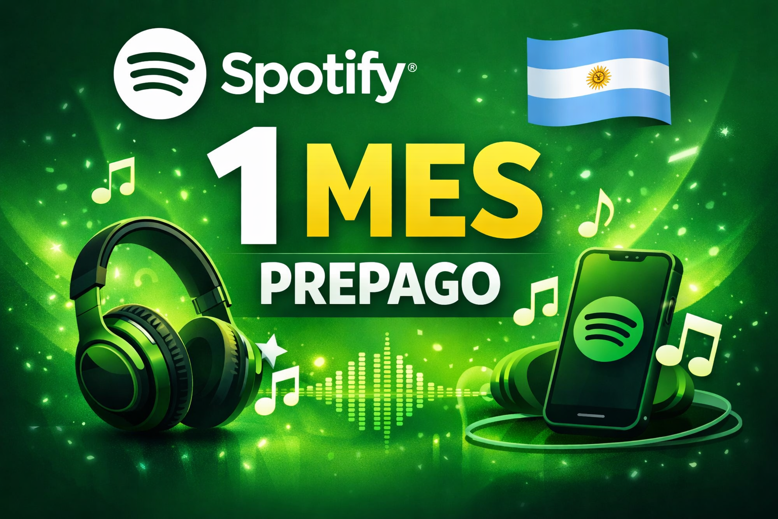 Spotify 1 mes prepago en Argentina (suscripción activa)